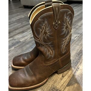 ARIAT Quickdraw Western Boots Mens 12D 10006714 Square Toe Brown Oiled Rowdy